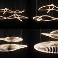 Modern Illuminated Chandeliers Featuring Unique Curved Lines And Flowing Design Shapes