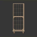 Stylish Golden Metal Grid Cart With Wheels And Two Shelves For Storage
