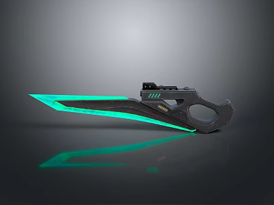 Futuristic Sci Fi Weapon With Glowing Green Blade And Black Mechanical Handle 3d model