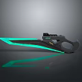 Futuristic Sci Fi Weapon With Glowing Green Blade And Black Mechanical Handle
