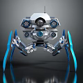 Mechanical Robot With Spider Like Design Featuring Cameras And Blue Mechanical Legs 3d model