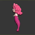 Cute Pink Mermaid Doll with Ram Horns Pink Hair and White Top