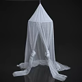White Sheer Bed Canopy Design With Hanging Draped Lightweight Fabric For Bedroom Decor