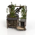 Rustic Architectural Structure With Wooden Frames Vines And Grilled Design Elements