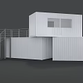 White Modern Container Building With Multiple Units Balcony And Large Windows 3d model