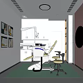 Dental Clinic Treatment Room With Dental Chair Medical Equipment And Wall Decorations