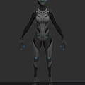 Futuristic Female Robot Character With Sleek Metallic Body And Mechanical Armor Design