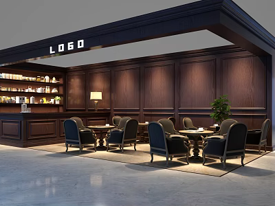 Elegant Clothing Store Interior With Dark Wooden Walls Display Shelves And Seating Area 3d model