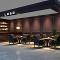 Elegant Clothing Store Interior With Dark Wooden Walls Display Shelves And Seating Area
