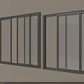 Modern Sliding Doors With Gray Frame And Glass Panels Wall Mounted 3d model
