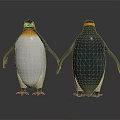 Penguins Standing Front And Back With Orange Neck White Belly Black Back On Dark Background