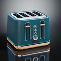 Teal Four Slot Toaster With Modern Design And Control Dials On Black Background
