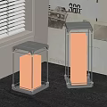 Two Square Design Outdoor Lights With Metal Frame And White Lampshade On Table
