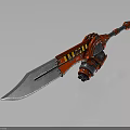 Futuristic Red Mechanical Sword Design With Sci Fi Elements And Metallic Blade 3d model