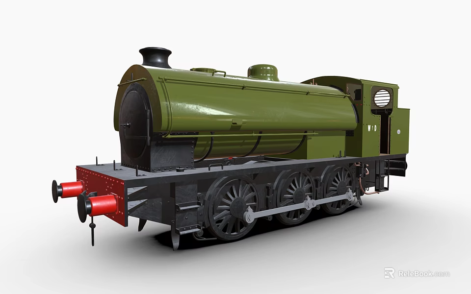 Classic Green Steam Train with Red Buffers and Black Wheels 3d model