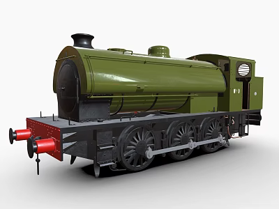 Classic Green Steam Train with Red Buffers and Black Wheels 3d model