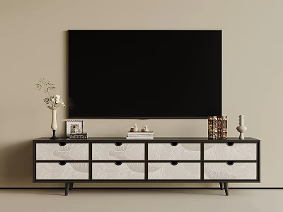 Modern Minimalist TV Stand With Patterned Drawers For Stylish Living Room Storage And Decoration 3d model