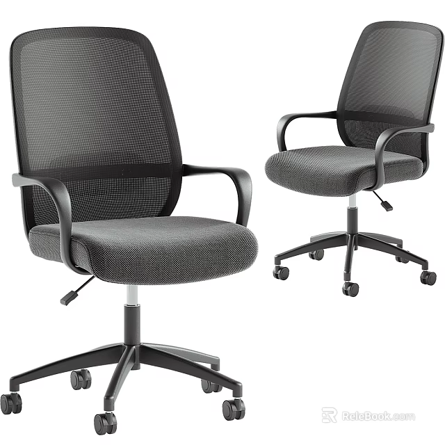 Black Mesh Office Chair With Armrests Swivel Wheels And Comfortable Design 3d model 
