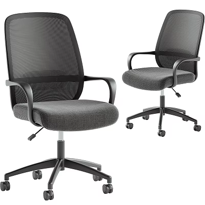 Black Mesh Office Chair With Armrests Swivel Wheels And Comfortable Design 3d model