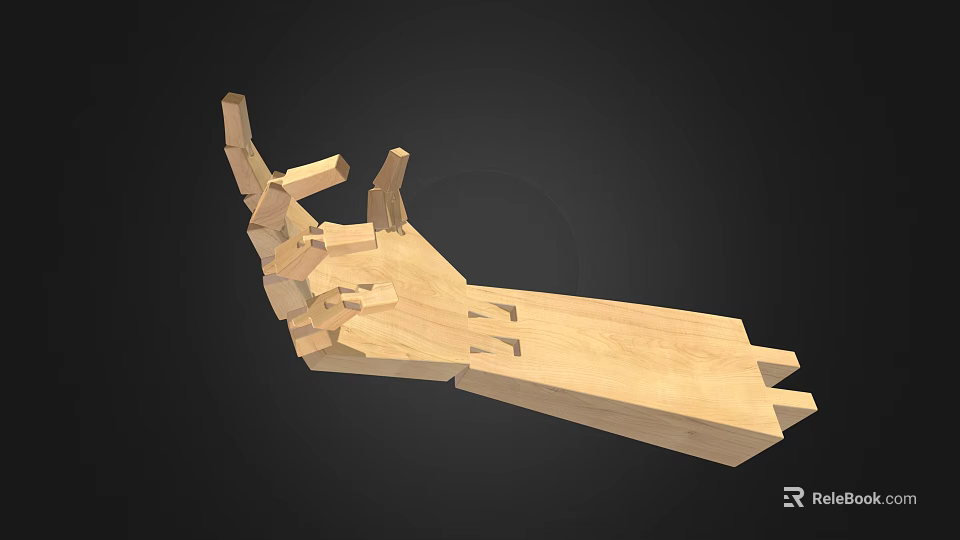 Handcrafted Wooden Artistic Structure With Intricate Jointed Parts And Natural Wood Finish 3d model 