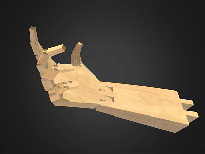 Handcrafted Wooden Artistic Structure With Intricate Jointed Parts And Natural Wood Finish 3d model