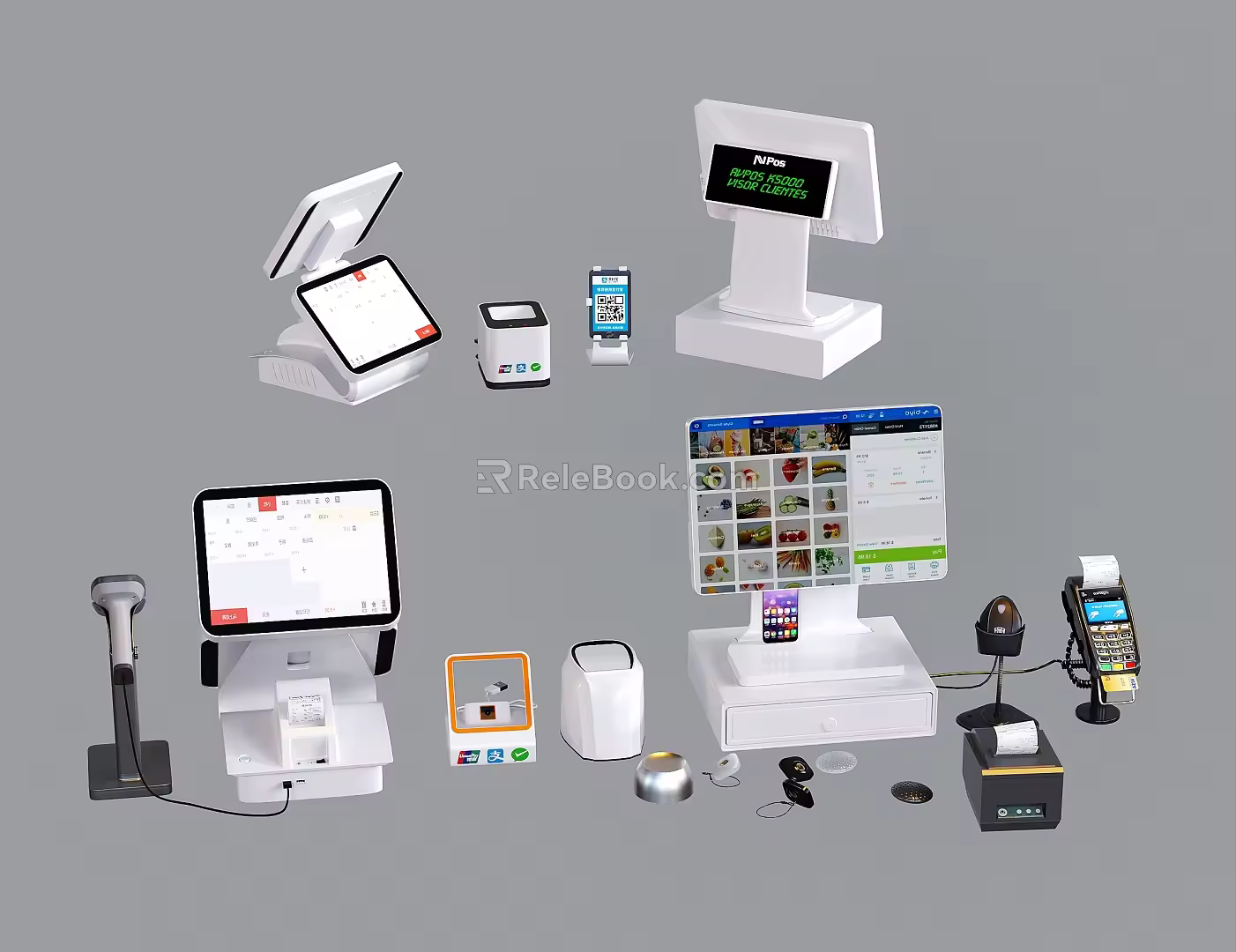 Modern cash register cash register QR code scanner supermarket catering 3d model