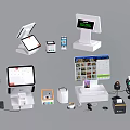 Modern cash register cash register QR code scanner supermarket catering 3d model