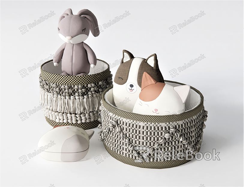 Modern Storage Basket Plush Toy Cat Muppet Rabbit Doll Basket Dirty Clothes Basket Dirty Clothes Basket model