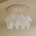 Elegant White Feather Chandelier With Soft Plumes And Ceiling Mount Design 3d model