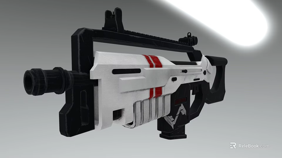 Futuristic Sci Fi Weapon With White Red Accents Black Frame And Tactical Grip 3d model 