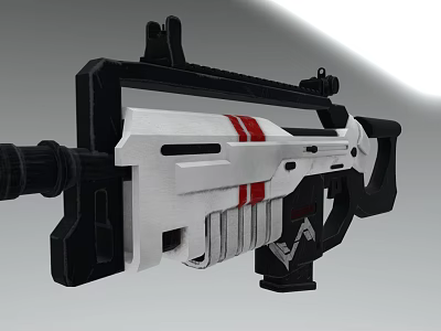 Futuristic Sci Fi Weapon With White Red Accents Black Frame And Tactical Grip 3d model