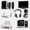 Top Computer Accessories and Devices with Speakers Headphones Router Printer Monitor Desktop
