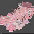 Romantic Pink Cherry Blossom Event Decor With Pathway Tables And Chairs