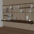 Modern Wall Mounted Bookshelf with Books Decorative Items and Green Plant
