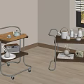 Antique style small cart side a few corner a few table a few 3d model