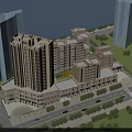 Modern Commercial Street with Modern Architecture High Rise Buildings Retail Storefronts and Greenery