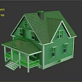 Single Family Home With Blue Exterior Brown Roof Porch Chimney And White Window Frames