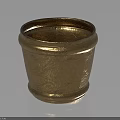 Ornate Golden Metallic Vessel Featuring Intricate Carved Patterns And Reflective Base