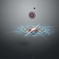 Cartoon Scene With Futuristic Glowing Circular Tech Elements And Neon Energy Lines