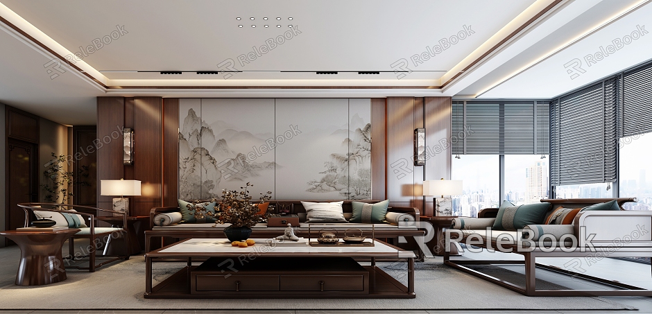 Chinese living room sofa combination model