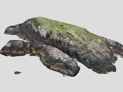 Natural Textured Rockery Stones With Green Vegetation And Artistic Landscape Design 3d model
