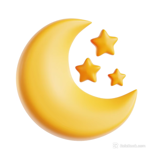 Yellow Moon And Stars Decorative Ornament Set For Home Decoration 3d model 