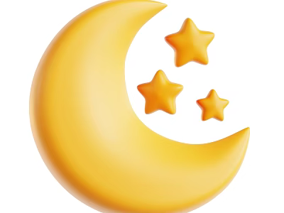 Yellow Moon And Stars Decorative Ornament Set For Home Decoration 3d model