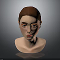 3D Rendered Woman Face With Brown Hair Orange Eyeshadow And Red Lips