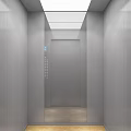 Sleek Elevator Interior With Metal Door Control Panel And Ceiling Lighting
