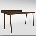 Sleek Wooden Dressing Table Design With Three Drawers And Sturdy Legs Structure 3d model