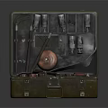 Open Vintage Equipment Case Containing Tools Copper Components and Metal Parts