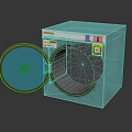 Turquoise Square Industrial Equipment with Circular Door Transparent Window Control Panel and Labels