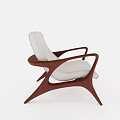 Modern Armchair With White Upholstered Cushion And Wooden Curved Frame Design