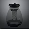Modern Glass Water Kettle With Black Lid And Metal Filter Base